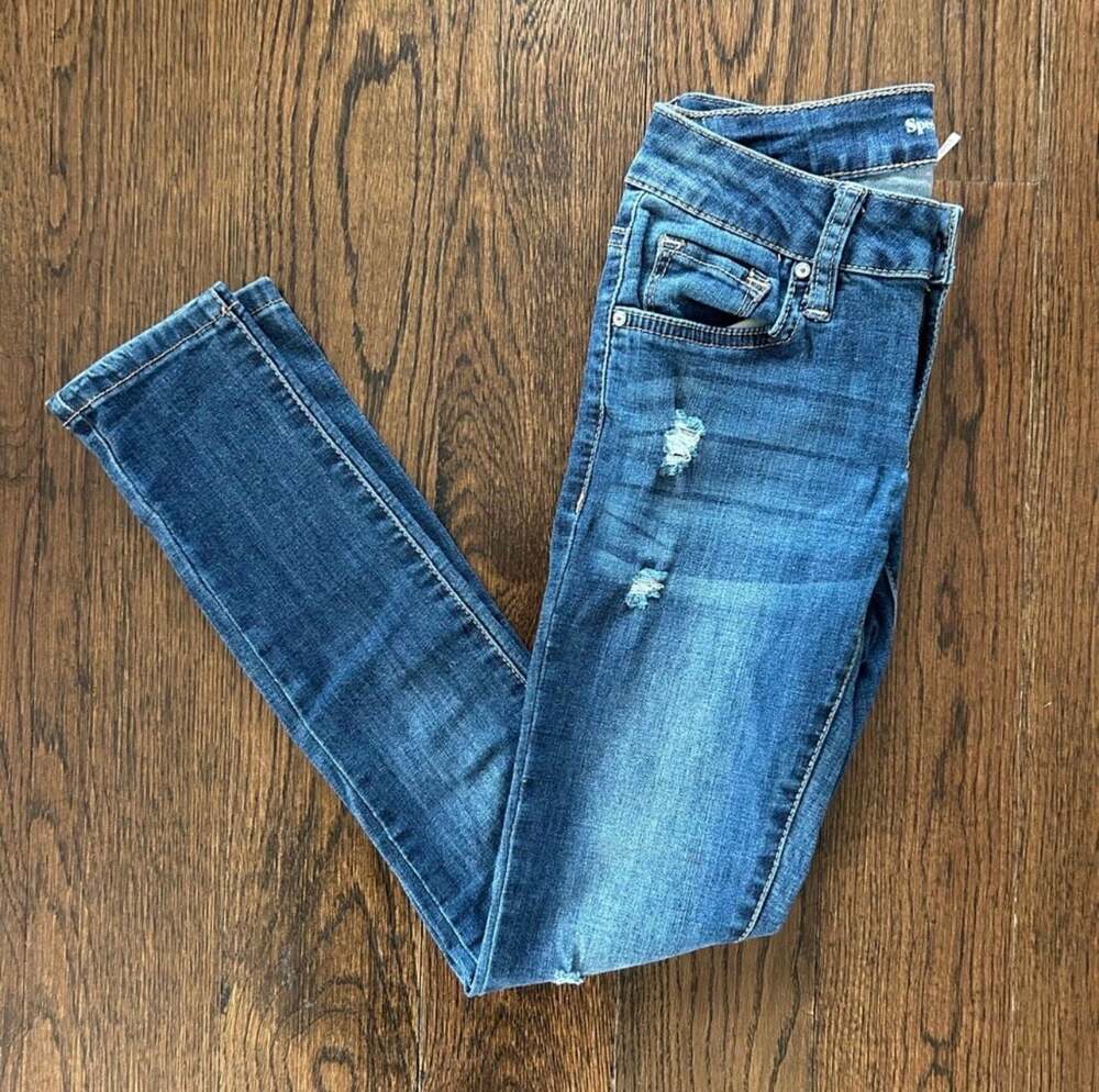 Special A Jeans Women's Cigarette Distressed Medium Wash Denim Size 0